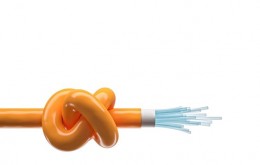 fibre cable and knot on white background