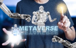 Robot community metaverse for VR avatar reality game virtual reality of people blockchain connect technology investment, business lifestyle